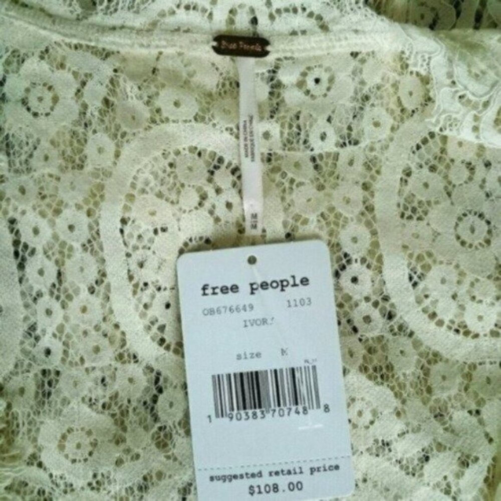 Free People Heart In Two Mini Lace Dress Cream Medium - Picture 4 of 5